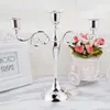 Gümüş Altın Bronz Siyah 3-Kol Metal Pillar Mum Tutucular Şamdan Düğün Dekorasyon Standı Mariage Ev Dekor Candelabra LJ2306M