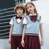 Children Korean School Uniform Girls Boys Short Sleeves T Shirt Pleated Skirt Shorts Clothes Set Kindergarten Chorus Costumes 240301