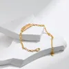 Bracelet minimaliste de style INS en laiton plaqué, chaîne en or véritable 18 carats, conception de niche, bracelet à étiquette volante carrée géométrique