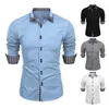 Chemises décontractées pour hommes, chemise de printemps, bloc de couleurs, imprimé à carreaux, simple boutonnage, coupe cintrée, manches longues, revers boutonné, rue