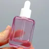 Flacon compte-gouttes en verre de 30ml, flacon compte-gouttes vide pour huile essentielle, carré et plat, pour emballage de maquillage