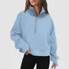 Women's Hoodies Womens Sweatshirts Half Zip Cropped Pullover Quarter Zipper Fall Outfits Clothes Thumb Hole Color Short