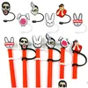 Picie słomek 9pcs/set St Toppers er Forme Bad Bunny Sile Charms for Tumbers wielokrotnego użytku splash wtyczka dekoracyjna 8 mm del dh209