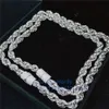 Collana da uomo con chiusura Moissanite da 12 mm all'ingrosso placcata in oro Vvs Moissanite Diamond Lock Catena a corda in argento con maglie