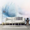 Benutzerdefinierte 3D Wandbild Moderne Mode Schöne Blaue Feder Tapete Wohnzimmer TV Sofa Hintergrund Wand Wohnkultur Papel De Parede307c