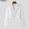 Costumes pour hommes INCERUN Hommes Blazer Solid Couleur Revers à manches longues Streetwear Casual Automne Un bouton 2024 Mode Mâle Crop Coats S-5XL