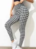 Ginásio esportes houndstooth impresso joggings mulheres sexy leggings moda fitness leggins calças de yoga roupa push up jeggings novo apertado