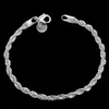 Bangle New Silver Color Jewelry For Women And Men Fashion Silver Color Chain Charm Flash Twisted Rope Bracelet Jewelry Bracelet H207 ldd240312