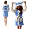 Blue Stitch Bath Robe Hooded Women Bathrobe Cartoon Homewear Animal Warm Flannel Dressing Gown Soft Robes Sleepwears Kigurumi288s