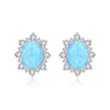 Retro Opal Stud Earrings S925 Silver 3A Zircon High end Earrings Europe Fashion Women Egg shape Opal Exquisite Earrings Wedding Party Jewelry Valentine's Day Gift SPC