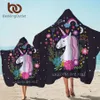 BeddingOutlet Unicorn Hooded Towel Microfiber Bath Towel With Hood for Kids Adult Floral Cartoon Wearable Beach Wrap Blanket T2005271w