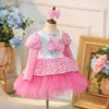 Stage Wear Year's Day Children's Performance Girls Fluffy Princess Veil Kindergarten Pink Sequins Cute Clothes Long