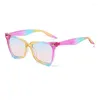 Sunglasses 2024 Rainbow Cat Eye Anti Blue Light Glasses Personalised Hollow Women's Fashion Party Wear