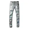 Mäns jeans Purple Brand Jeans American High Street Coating Silver Paint 9005