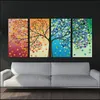 Canvas målning affisch färgglada bladträd 4 stycke målning väggkonst modulära bilder för heminredning väggkonst bild målning246o