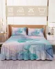 Bed Skirt Marble Turquoise Pink Elastic Fitted Bedspread With Pillowcases Protector Mattress Cover Bedding Set Sheet