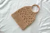 Internet Celebrity New Rattan Handle Cotton Thread Bag Summer Women S Handbag Beach 240312