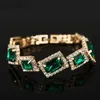 Bangle Fashion Wedding Bracelets Jewelry Luxury Womens Green Crystal Stone Bracelet Charm For Ladies Link Chain Bangles ldd240312