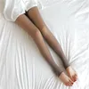 Kvinnors strumpor Kvinnors fleece -tights Varma isolerade strumpbyxor Sexiga genomskinliga strumpor Hög elastiska leggings underkläder Vintertermal