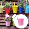 3/10pcs Wall Hanging Flower Pots 10 Colors Metal Flower Pots With Handle Iron Balcony Planters Bucket Flower Holder Garden Decor 240309