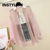 Kvinnors blusar skjortor Summer Sunsn Shirt Elegant Perspektiv Thin Chiffon Blus Korean Harajuku See Through Loose Top Casual Womens Cardiganl24312