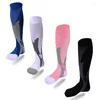 Chaussettes élastiques à Compression pour hommes et femmes, chaussettes de sport, d'équitation, de football, de course en plein air, aux genoux, équipe de cyclisme