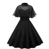 Abiti casual Blu Punk Gotico Due Pezzi Maglia Mantello Sling Per Le Donne 2024 Elegante Vintage Summer Party Cape Dress Retro Goth Vestidos