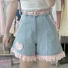 Shorts pour femmes doux imprimé à carreaux rose bleu Kawaii Shorts jambe large Preppy taille japonaise étudiant coréen Chic décontracté pantalon court ldd240312