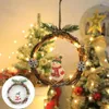 Decorative Flowers Lighted Christmas Wreath Door Window Wall Hanging Waterproof Rattan Reef Battery Powered Garland Home Decoration