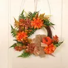 Decorative Flowers Promotion! Thanksgiving Day Door Wreath Artificial Silk Flower Pumpkin Berry Manmade Garland Cloth Rattan Material Home