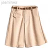 Shorts femininos verão shorts cintura casual calças curtas cor sólida botão laranja voar solto bermuda ldd240312