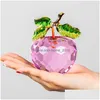 Party Decoration Modern 3D Crystal Glass Big Apple Paperweights Glaze Miniature Figurine Crafts Home Desk Table Decor Gifts Artifici Dhsgy
