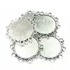 5Pcs Necklace Pendant Silver Tone Flower Lace Metal Seing Jewelry Cabochon Cameo Base Tray Bezel Blank Fit 34mm Cabochons 49mm228h