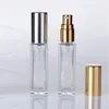 10 ml 1/3oz lång smal parfym Atomizer Square Form tom påfyllningsbara klara glas sprayflaskor resesprutor vbeoa fkimu