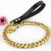 Laisse de chien Collier pour animaux de compagnie Plomb en acier inoxydable Super Strong Collier d'or Chaîne personnalisée 32mm Bulldog Pitbull Grand collier de chien Laisse 202202