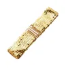 Bälten Elastic Sequin Stretch Belt Special Design 60cm iögonfallande bred midja Guld Buckle Disc Women Girl