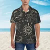 Мужские повседневные рубашки, пляжная рубашка в стиле ретро с символом, мужская пляжная рубашка с короткими рукавами и солнцем и луной, новинка, большие блузки, подарок на день рождения