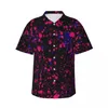 Men's Casual Shirts Neon Paint Beach Shirt Men Purple And Pink Splatters Summer Short Sleeve Custom DIY Elegant Oversize Blouses Gift