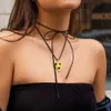 Bijoux Pull-out réglable clavicule chaîne cire Veet tissu grand coeur pendentif Long collier bijoux pour femmes