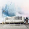 Personnalisé 3D Murale Mode Moderne Belle Plume Bleue Papier Peint Salon TV Canapé Fond Mur Décor À La Maison Papel De Parede307M