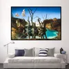 Salvador Dali Zwanen Reflecterende Olifanten Canvas Schilderij Abstract Posters en Print Wall Art Foto Woonkamer Decor Cuadros255k