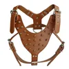 Large Dog Rivets Spiked Studded PU Leather Dog Harness for Pitbull Large Breed Dogs Pet Products287e