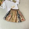 Robe de princesse d'été pour filles, survêtements, vêtements pour bébés, taille 100 à 150 CM, t-shirt et jupe à carreaux avec lettres imprimées pour enfants, 24 mars, nouvelle collection