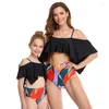 Kadın Mayo Kadın Mayo 2024 Yaz Yüksek Beled Bikini Setleri Mujer Fırfır Kadın Çizgili Bather Flouce Bathing Suit Biquini
