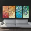 Canvas målning affisch färgglada bladträd 4 stycke målning väggkonst modulära bilder för heminredning väggkonst bild målning246o