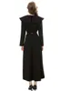 Women's Runway Dresses Turn Down Collar Long Sleeves Sexy Split Beaded Elegant Fashion Designer Mid Vestidos