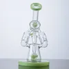 Percolateur de beignet fendu Double recycleur 7,8 pouces Sidecar 4 mm d'épaisseur 14 mm Bong en verre à joint femelle avec bol en verre XL-320