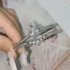 Браслет Princess Versa с рельефной короной и позолоченным кольцом-каплей из высокоуглеродистого циркона, набор из двух браслетов