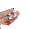 Stud Earrings Summer Beach Fashion Freshwater Pearl Drop For Women 925 Silver Natural Wedding Jewelry