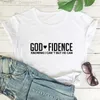 Women's T-Shirt God Fidence Knowing I Cant But He Can T-shirt Scripture Bible Verses Tops Tees Women Religious Christian Tshirt Clothing L24312 L24312